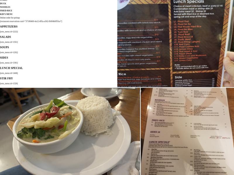 Thai House Restaurant on Rittiman Menu