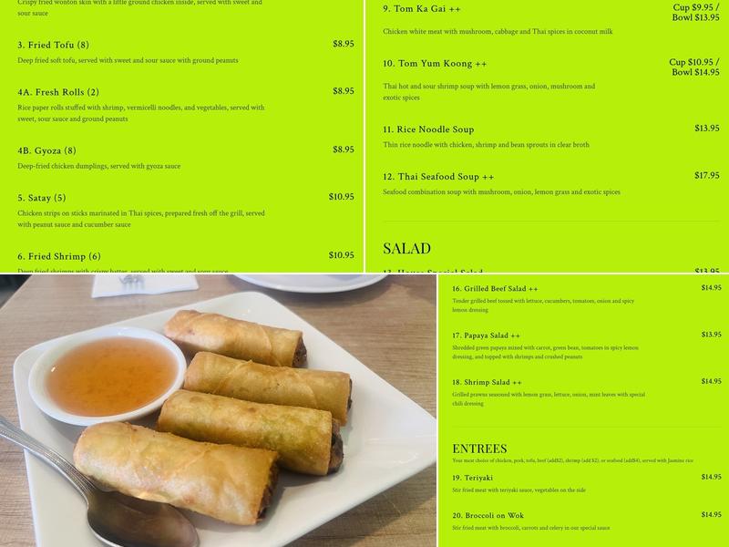 Thai House Menu
