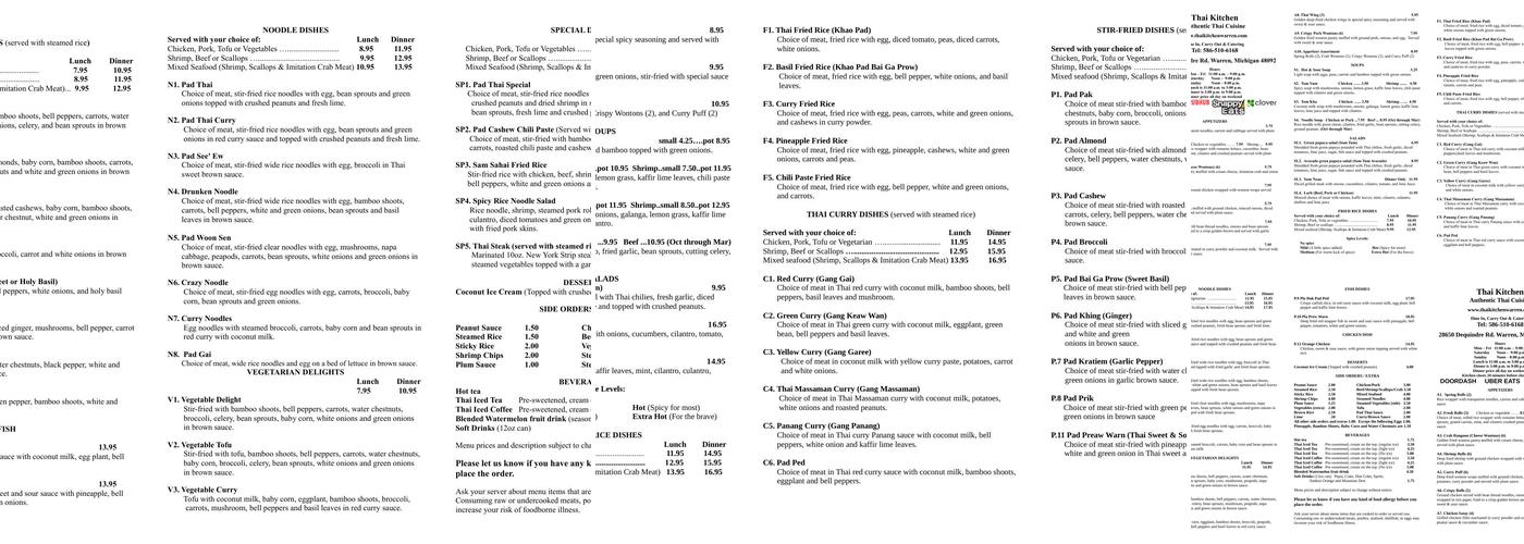 Thai Kitchen Menu