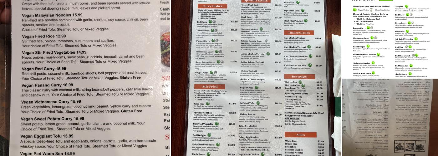 Thai Meal Menu