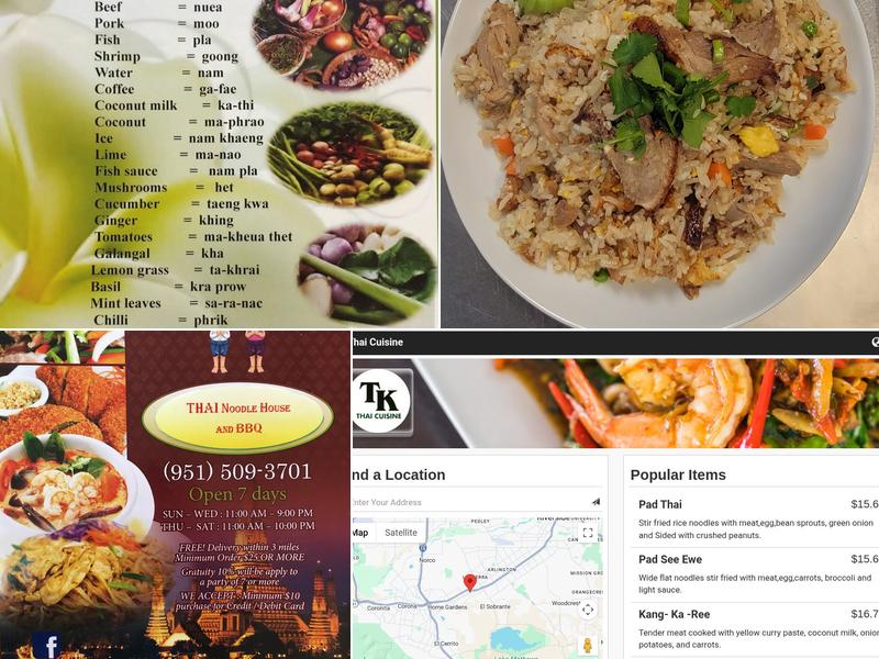 TK Thai Cuisine Menu