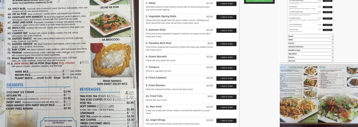 Thai Palace Menu