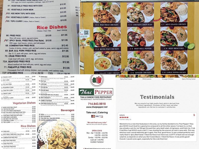 Thai Pepper Menu