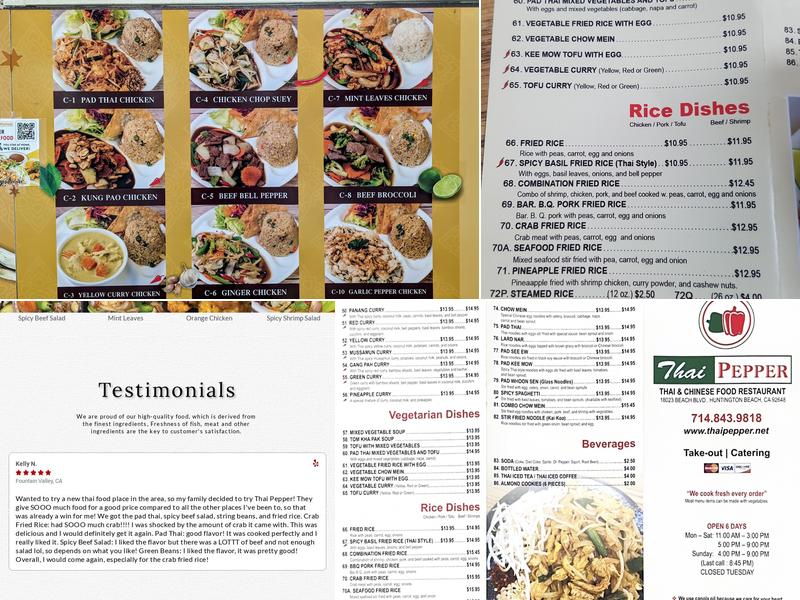 Thai Pepper Menu