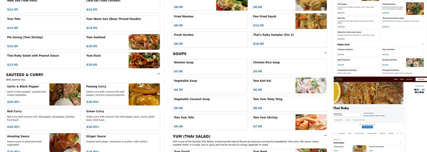 Thai Ruby Menu