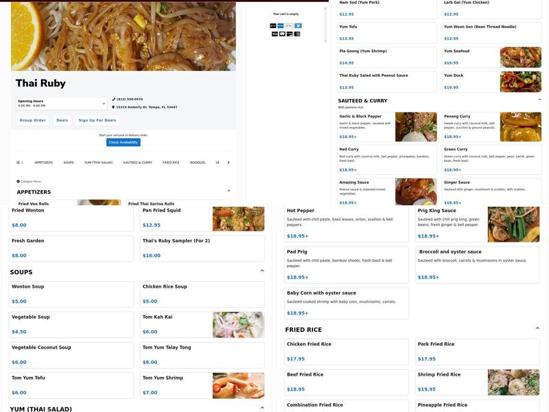 Thai Ruby Menu