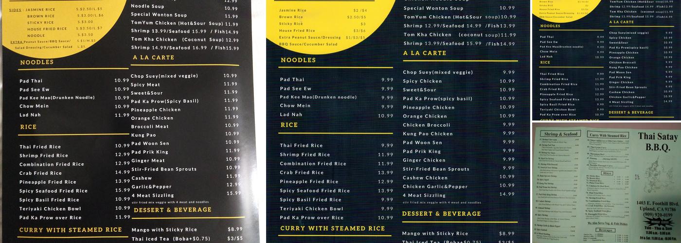 Thai Satay BBQ Menu
