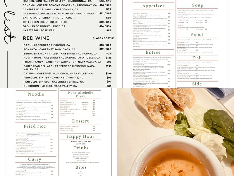 Thai Spice Restaurant Menu