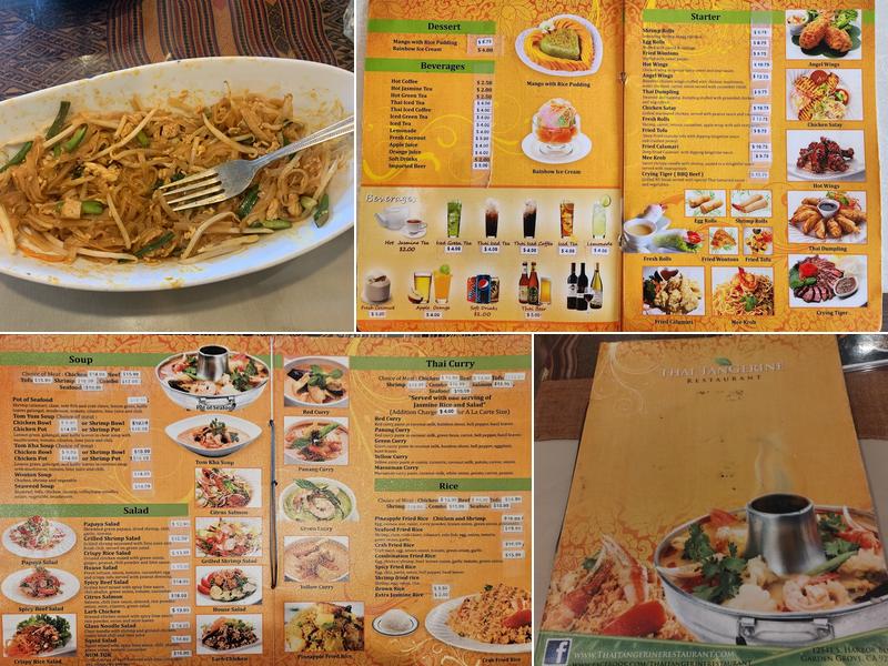 Thai Tangerine Restaurant Menu