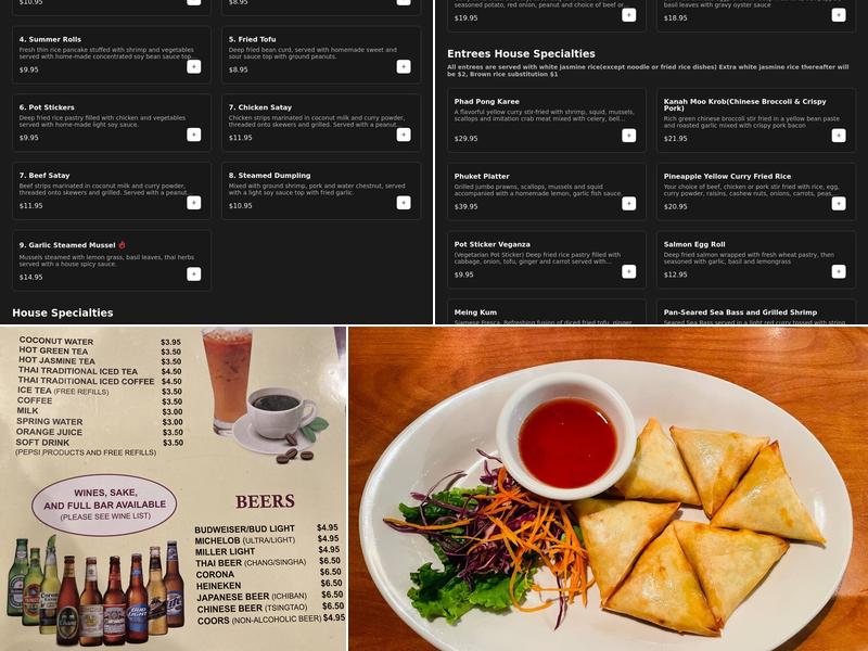 Thai Thani Thai Restaurant Menu