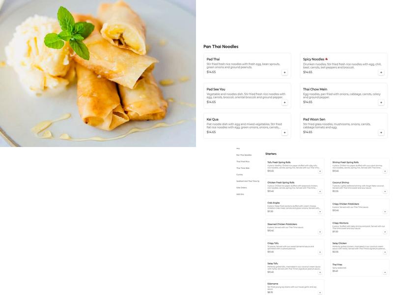 Thai time Downtown Menu