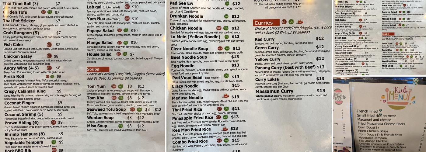 Thai Time Kitchen Menu