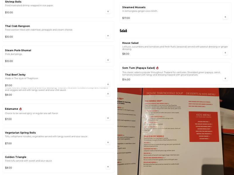 Thaiphoon Bistro Menu