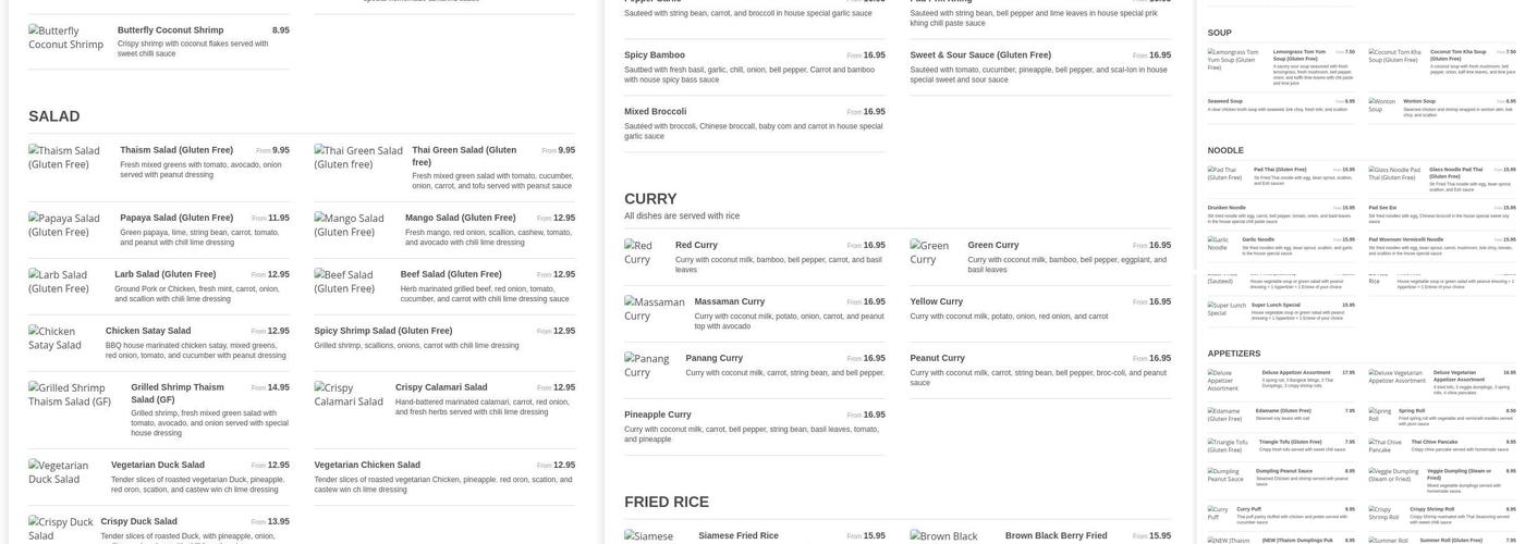 Thaism Menu
