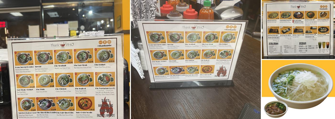 Thank U Pho Menu