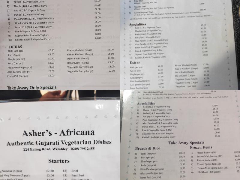 Asher's Africana Restaurant Menu