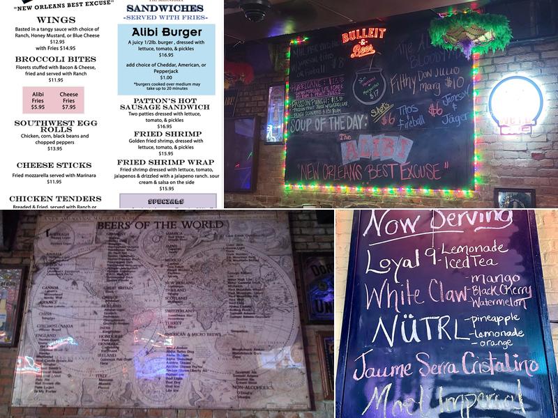 THE ALIBI BAR & GRILL Menu