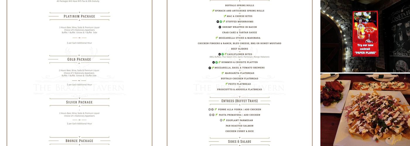 The Brazen Tavern Menu
