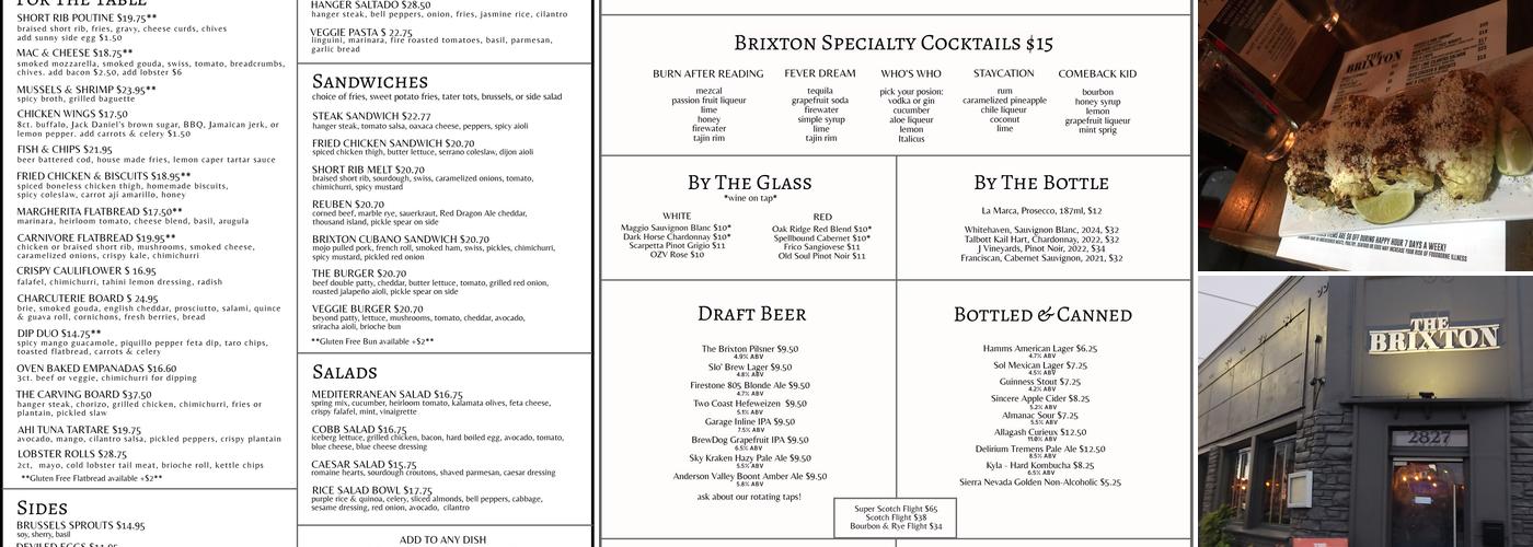 The Brixton Menu