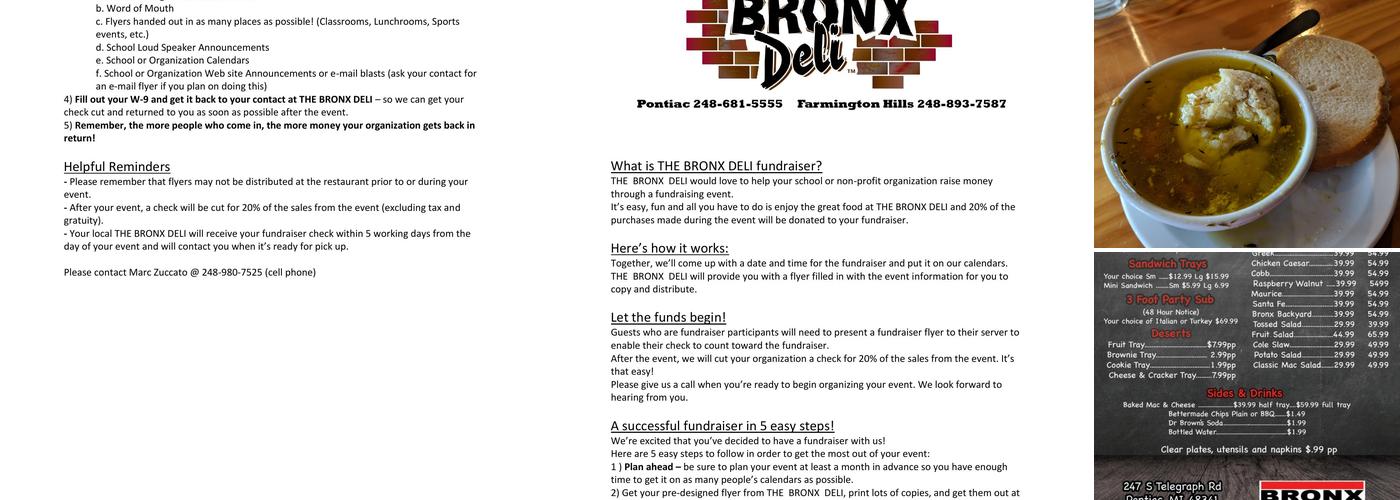 The Bronx Deli Menu