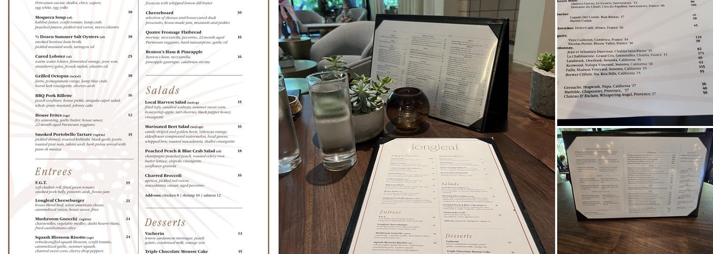 Longleaf Restaurant Menu