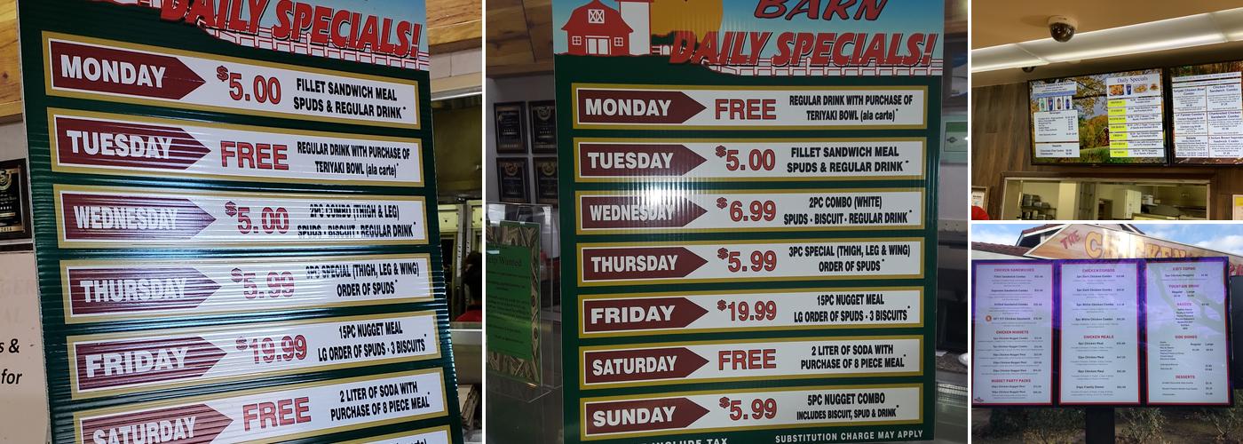 Chicken Barn Menu