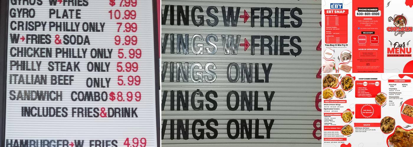 The Chicken Coop/Family Pantry Menu