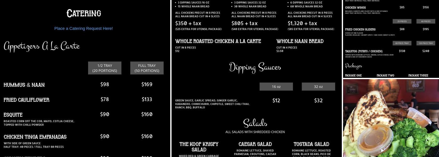 The Chicken Koop Menu