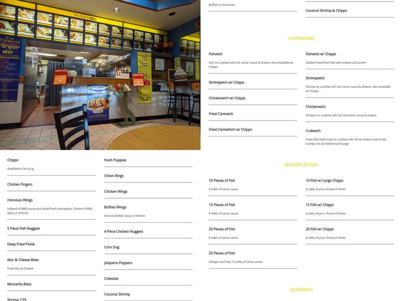 The Chippery Union Menu