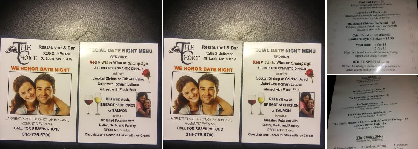 The Choice Restaurant Menu