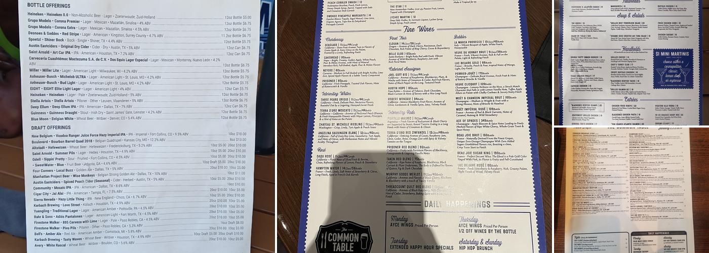 The Common Table Menu