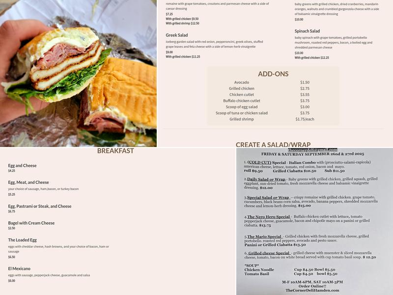 The Corner Deli Menu