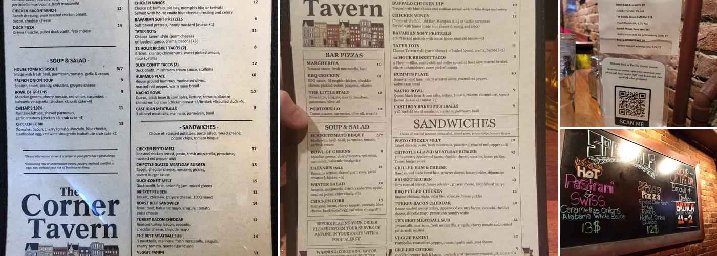 Corner Tavern Menu