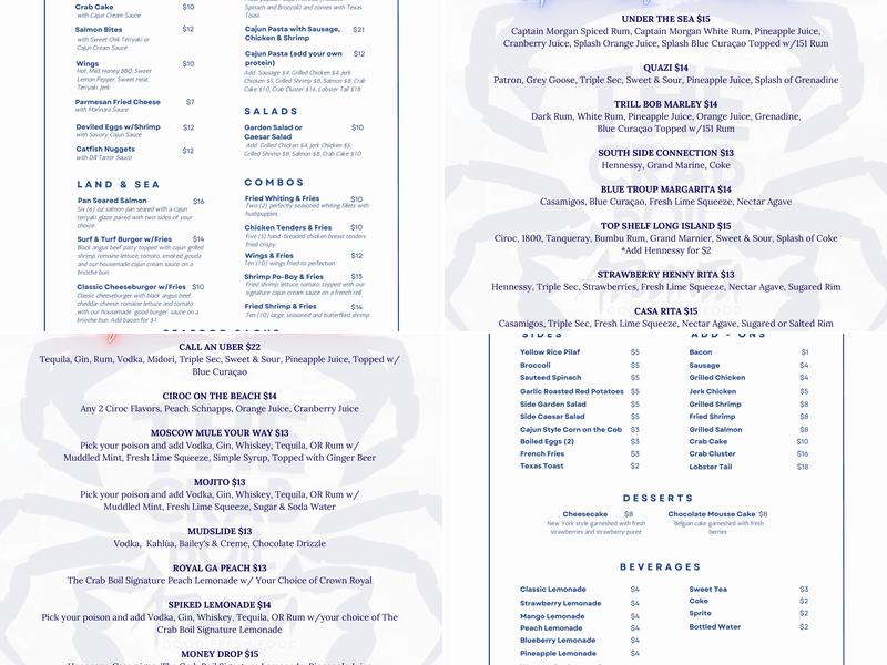 The Crab Boil Atlanta BAR Menu
