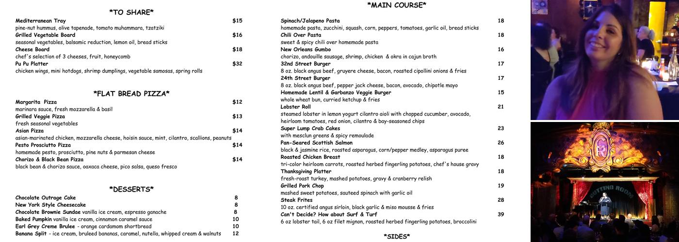 The Cutting Room Menu