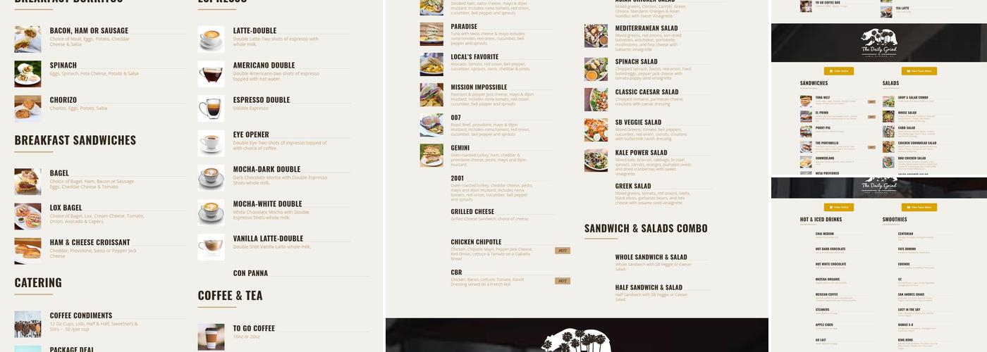 The Daily Grind Menu