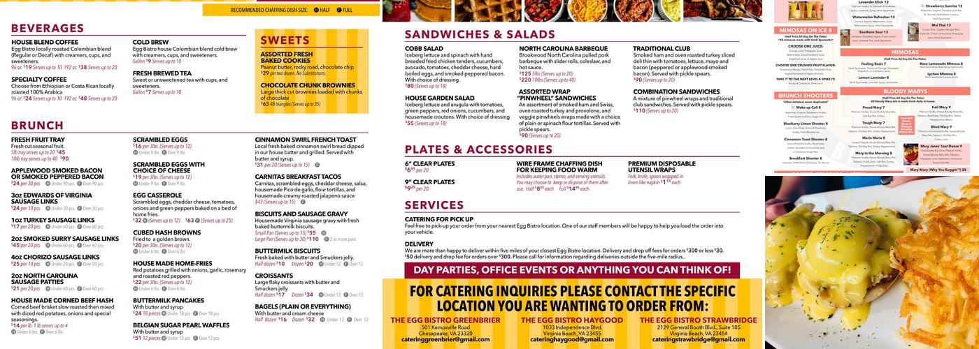 The Egg Bistro Menu