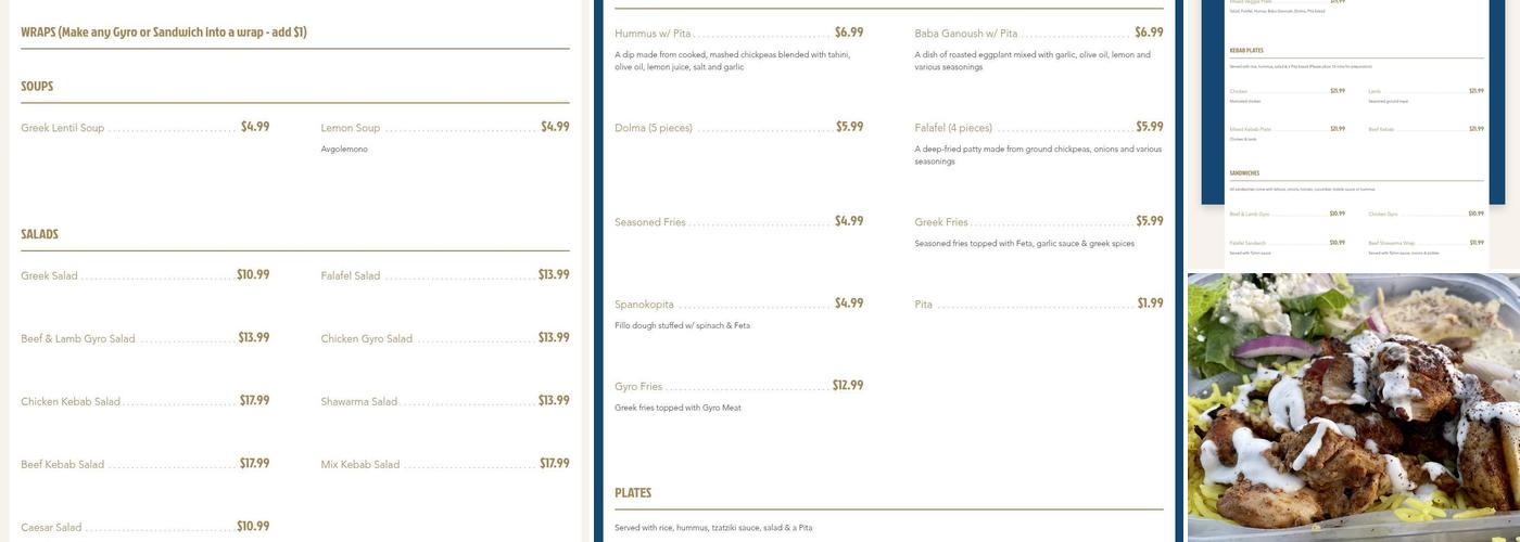 The Greek Kitchen Menu