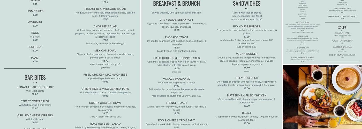 The Grey Dog - Chelsea Menu