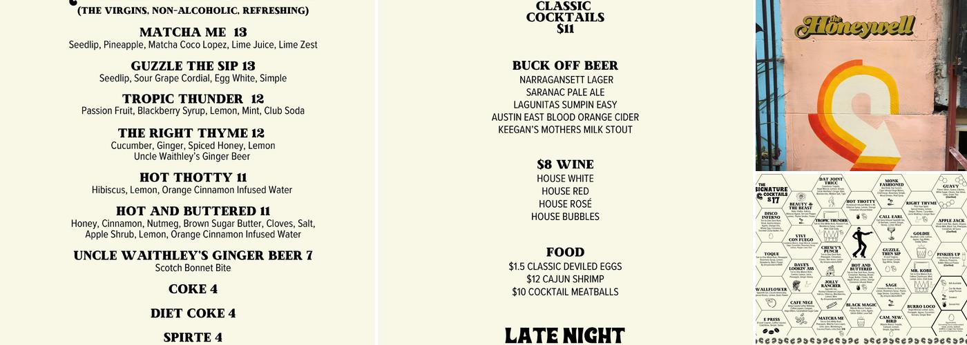The Honey Well Menu