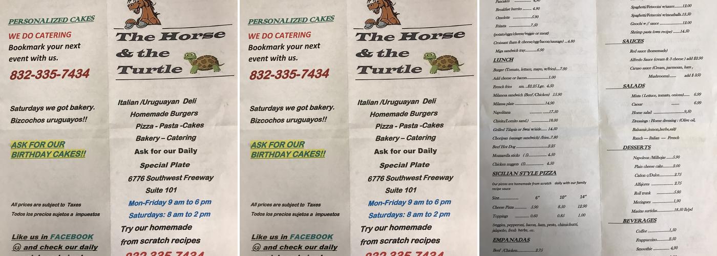 The Horse & the Turtle Menu