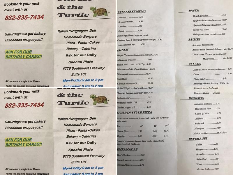 The Horse & the Turtle Menu