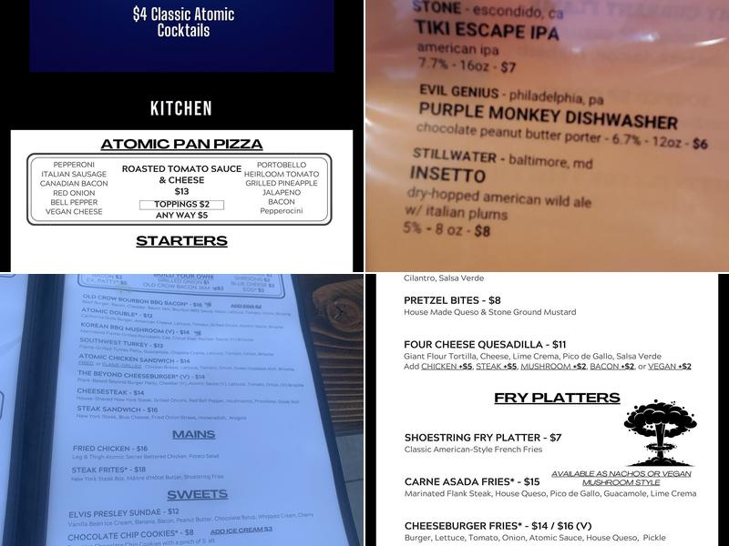 The Kitchen at Atomic Menu