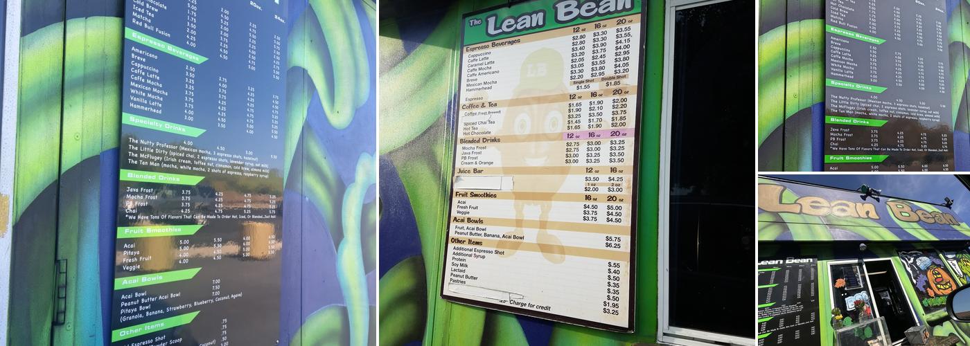The Lean Bean Menu