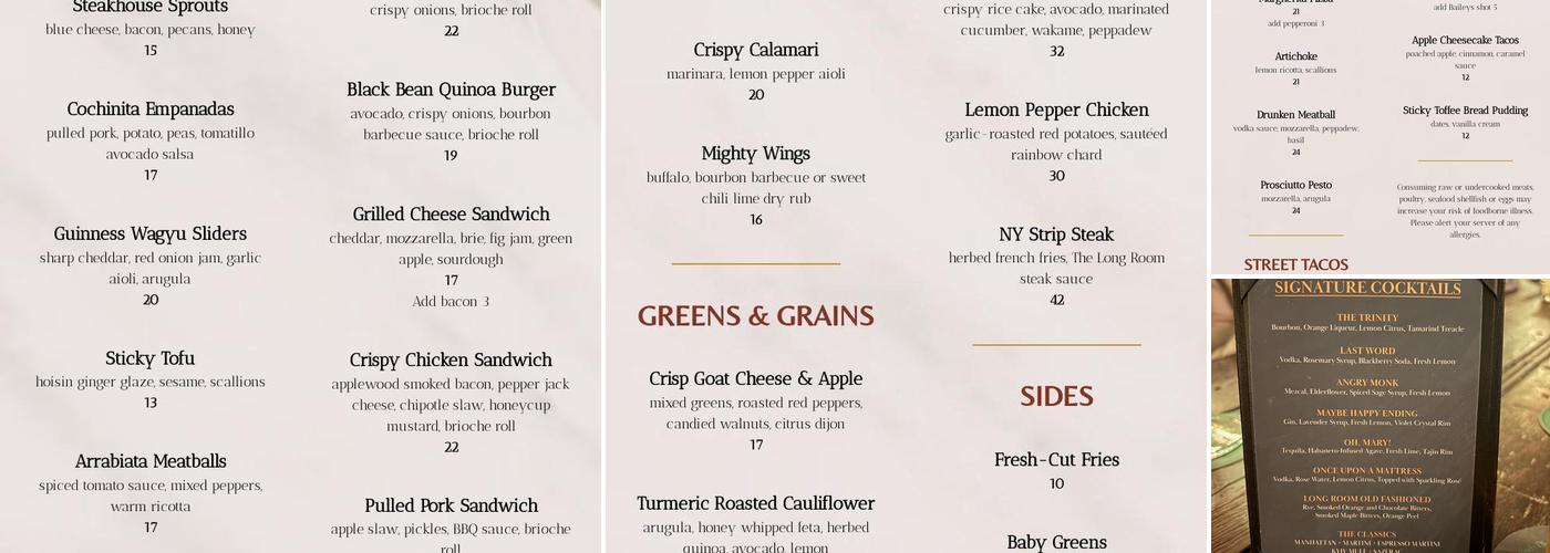 The Long Room Menu