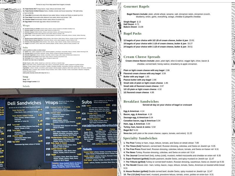 New Daily Bagel Menu