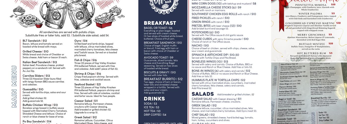 The Office Bar Menu
