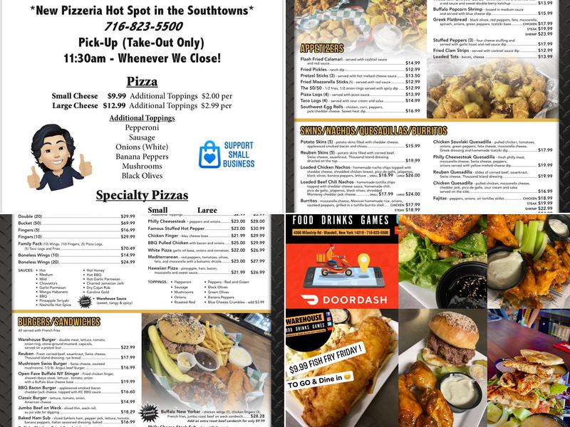 The Original Warehouse Menu