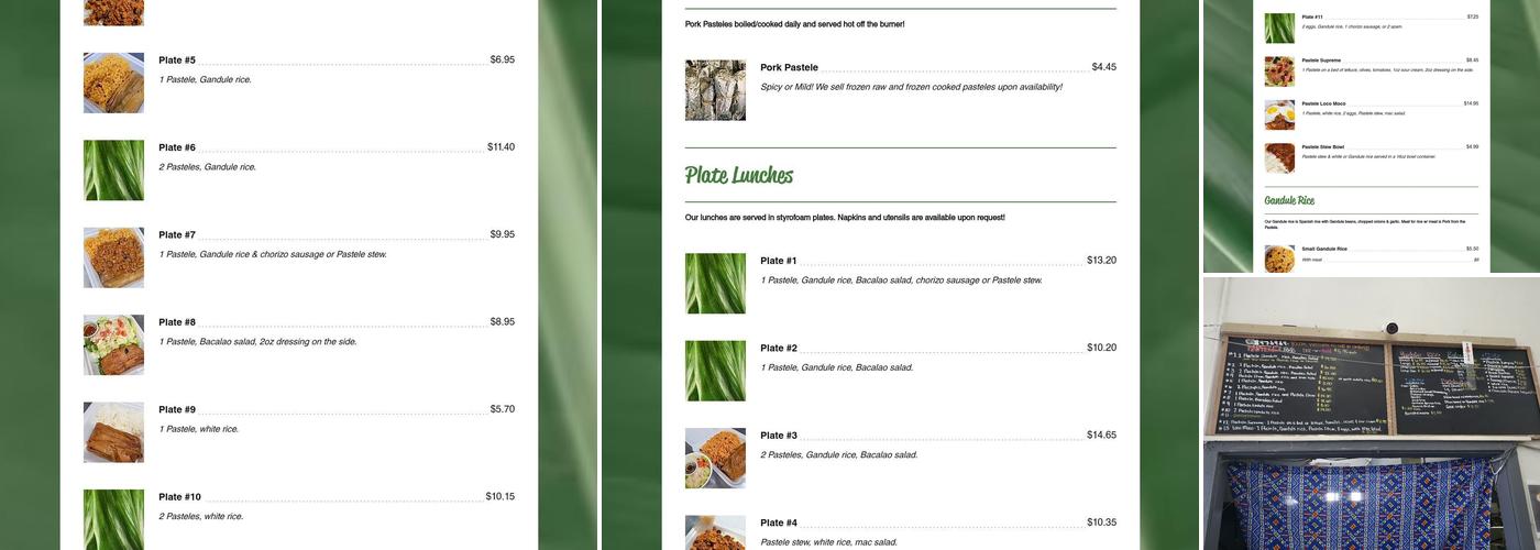 The Pastele Shop Menu