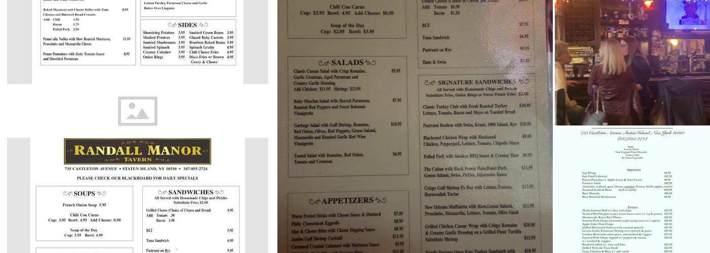 Randall Manor Tavern Menu